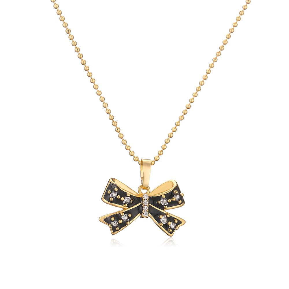 

HECHENG,Fashion Exquisite Enamel Colored Bow Earrings necklace for Women Birthdays Gift