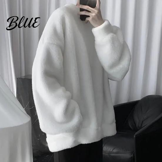 Loose Men Sweatshirt Daily Wear Cozy Winter O Neck Solid Color Top for