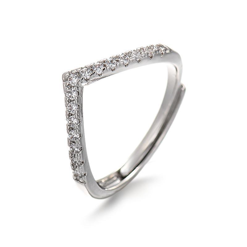 Adjustable Moissanite Wedding Ring with V-Ring Design for TikTok Live Streaming