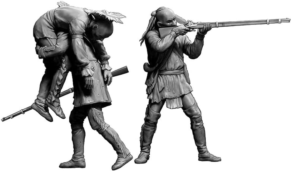 Master Box Indian War Wounded Brothers 3 Native American Soldiers 18th Century Plastic Model MB35210 1/35 No.2