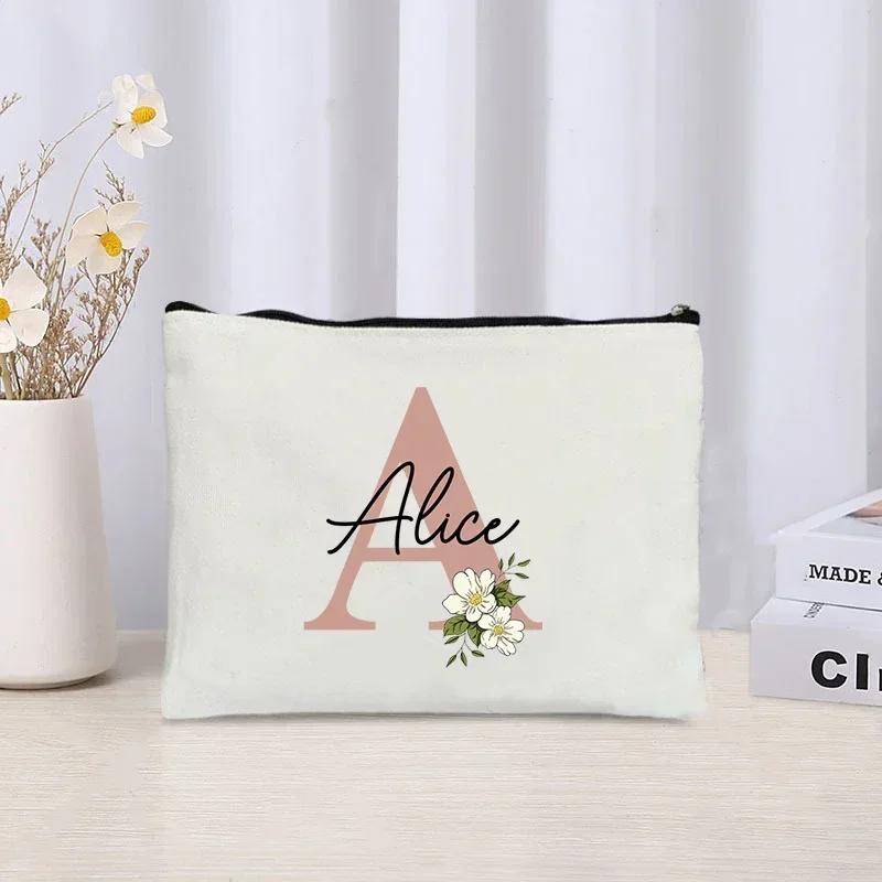 Personalized Makeup Bag Bride Gift Female Travel Organizer Canvas Side Bag Lipstick Eyebrow Pencil Box Wallet