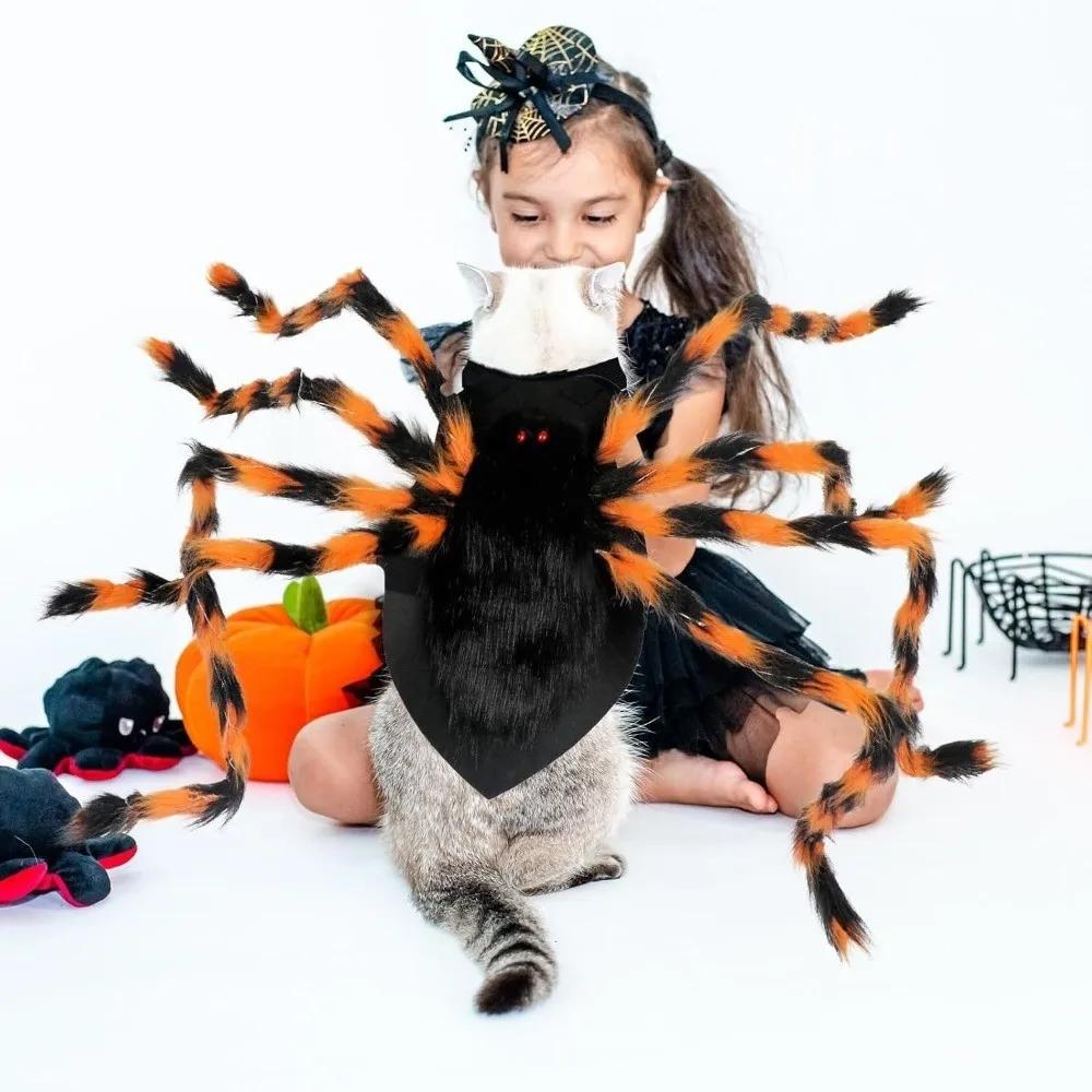 LED fialová světla Zvířecí svítící pavouk Oblečení chlupatá simulovaná pavoučí Halloweenský kostým pavouka pro mazlíčka Kreativní realistický