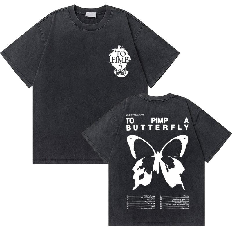 Camiseta Gráfica Lavada Vintage Rapper Kendrick Lamar To Pimp A Butterfly Hombres Hip Hop Estilo Rap Camisetas Masculinas Camisetas Oversize