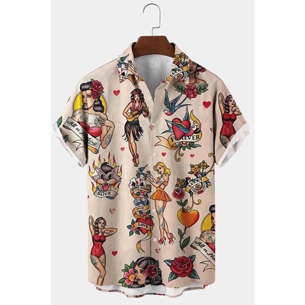 New Hawaiian Shirt for Men Skull 3d Printed Beach Shirt Short Sleeve Button Casual Men's Skull Shirts Oversized Camisa