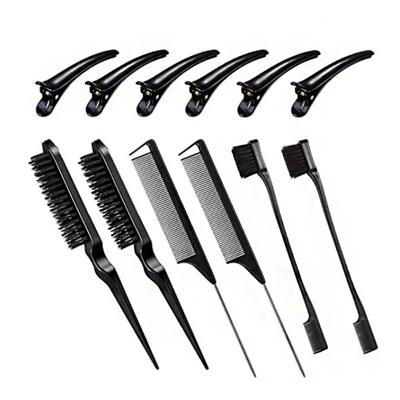 Ensemble de peignes de coiffure, 12 pièces, brosse à cheveux taquine, Triple peigne à double bord latéral, peigne Pintail Design, coiffures pour femmes