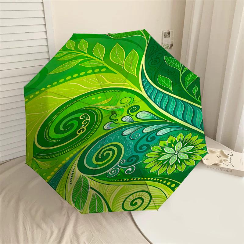 

1PC leaf patternAutomatic Open/Close Umbrella with Windproof, 8-Rib Sturdy Canopy, Durable Ribs, Fashionable Design, Outdoor Accessory, Fun Prin, Holi