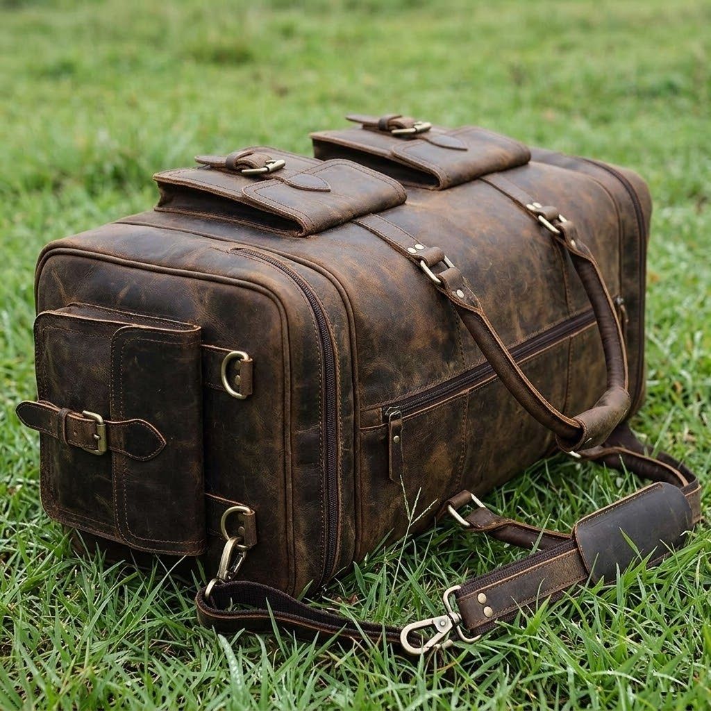 Large 28 inch duffel bags for men holdall leather travel bag overnight gym sports weekend bag