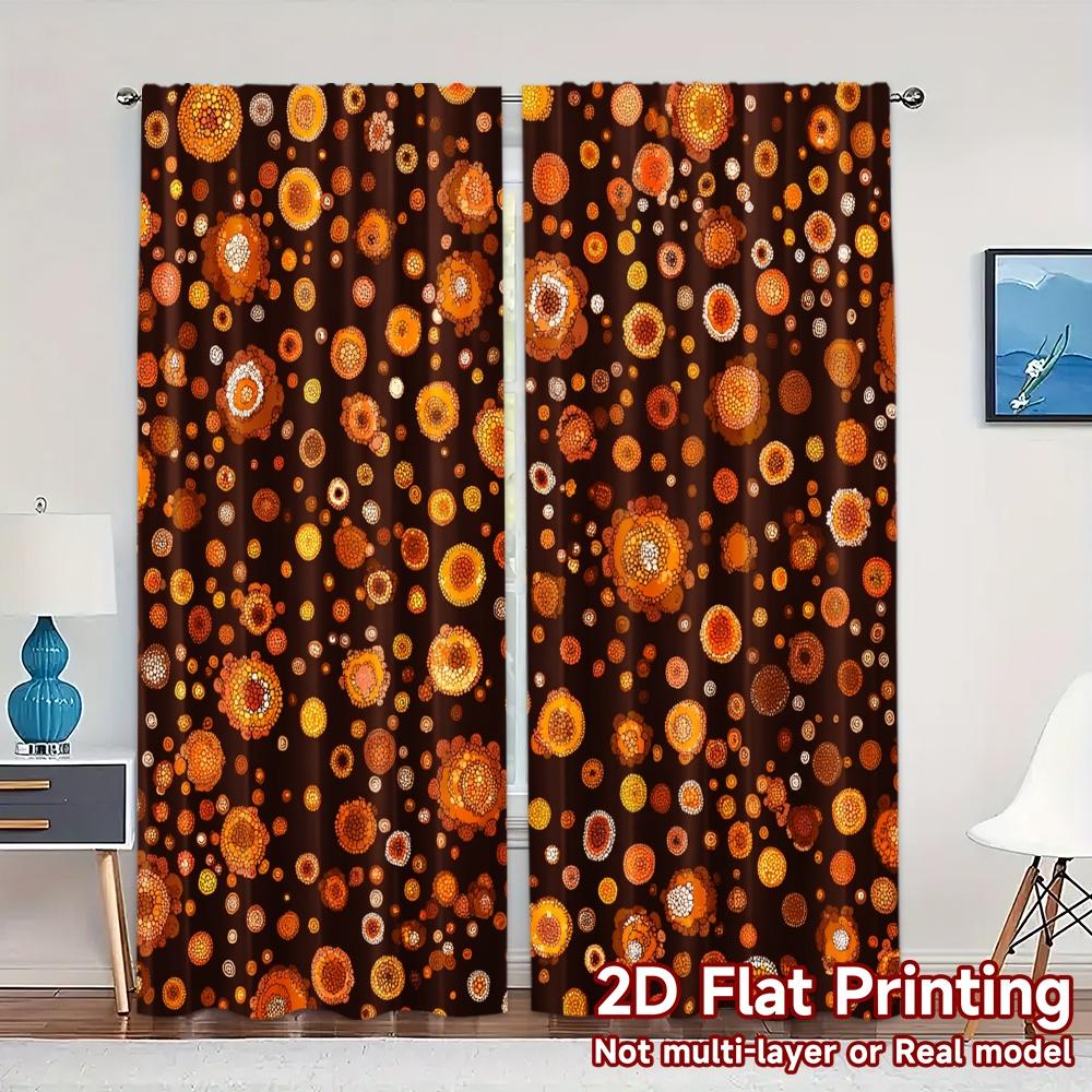 

2pcs 2D FLAT PRINTING Curtains (Without Rod) Floral Clusters Chic Fashionable Curtains Prints Light Filtering Curtains 100*130 Grommet Top 1pcs