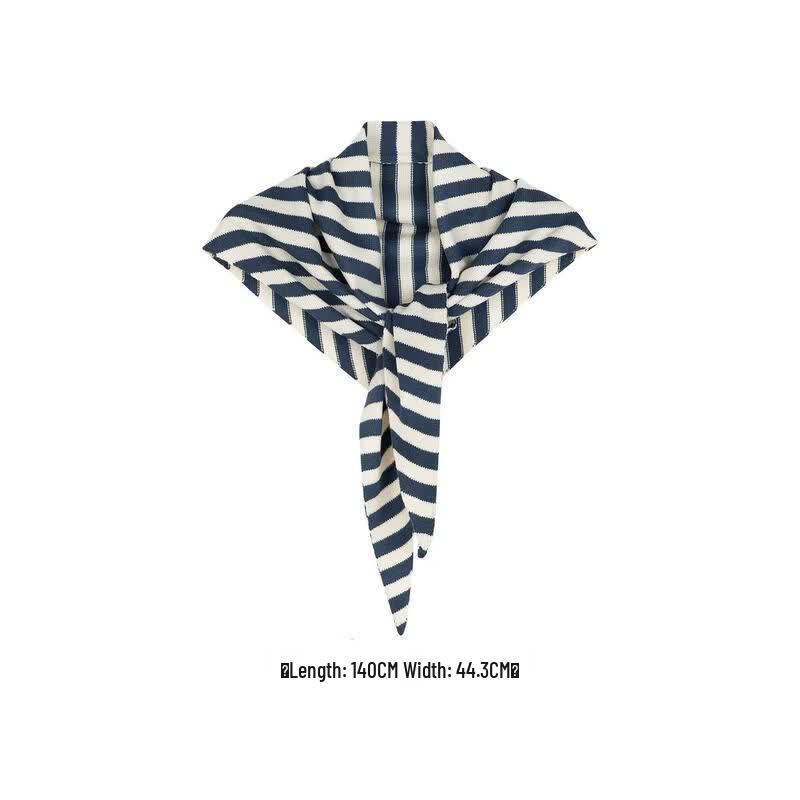 MEIYANG Retro Striped Triangle Knit Shawl One Size
