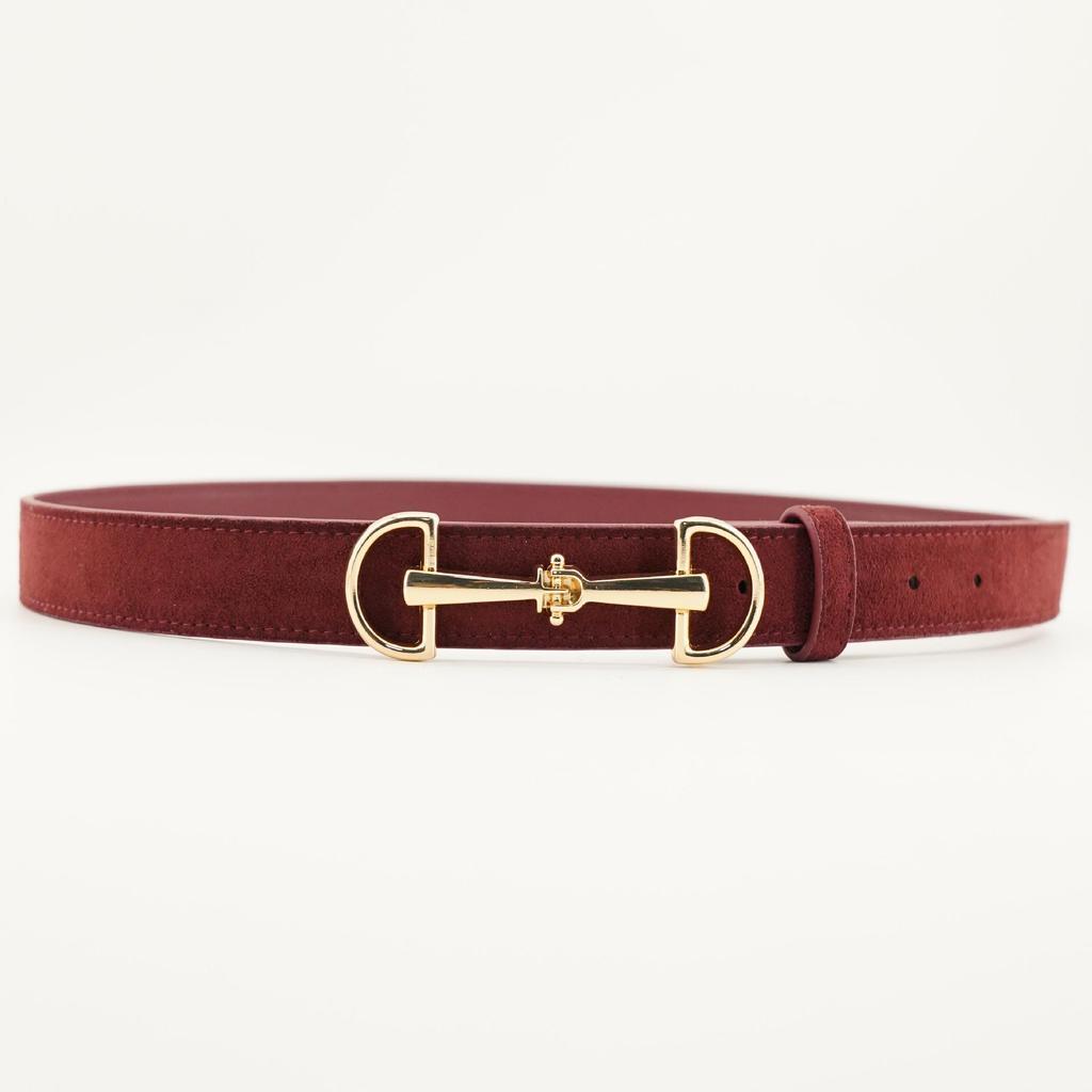 Retro Double Ring Snaffle Buckle Suede Belt for Women - Versatile Waist Cincher Accessory