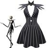 Anime Jack Skellington Cosplay Costume Christmas Outfit Black Stripe Dress For Woman Halloween Costume for Woman