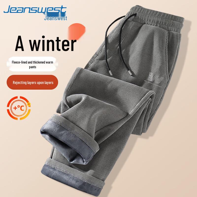 Jeanswest Men's Thickened Corduroy Straight-Leg Sport Pants