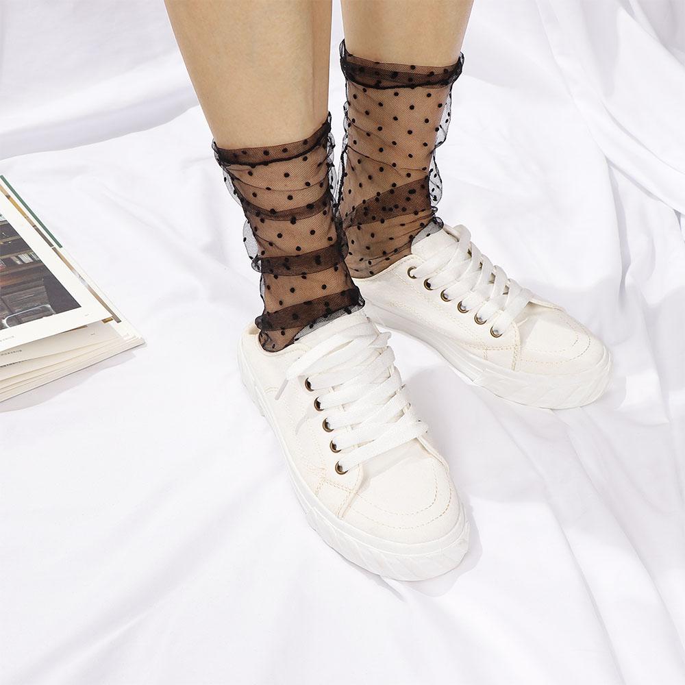 Women Dot Fashion Chiffon Tulle Socks Dress Socks Glass Stockings Nylon