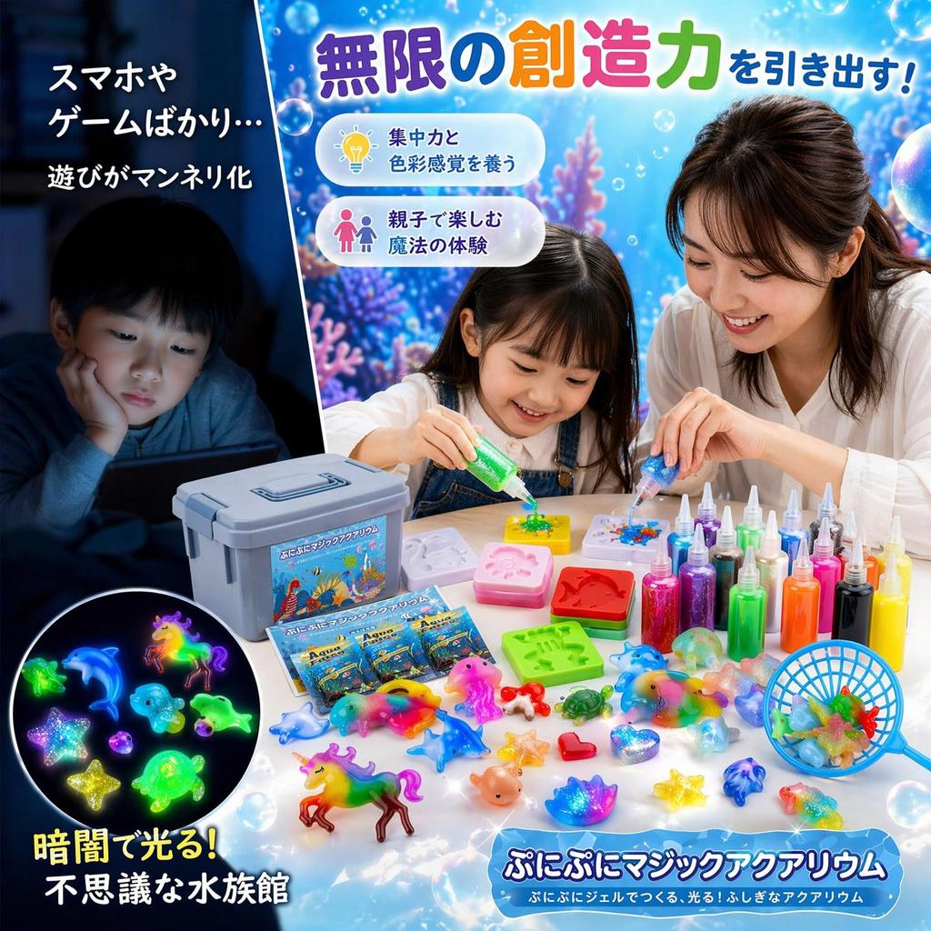 Vexolite Squishy Aquarium Bath Toy, 20 Colors, 60ml, 18 Patterns, Water Sprites, with Storage Box