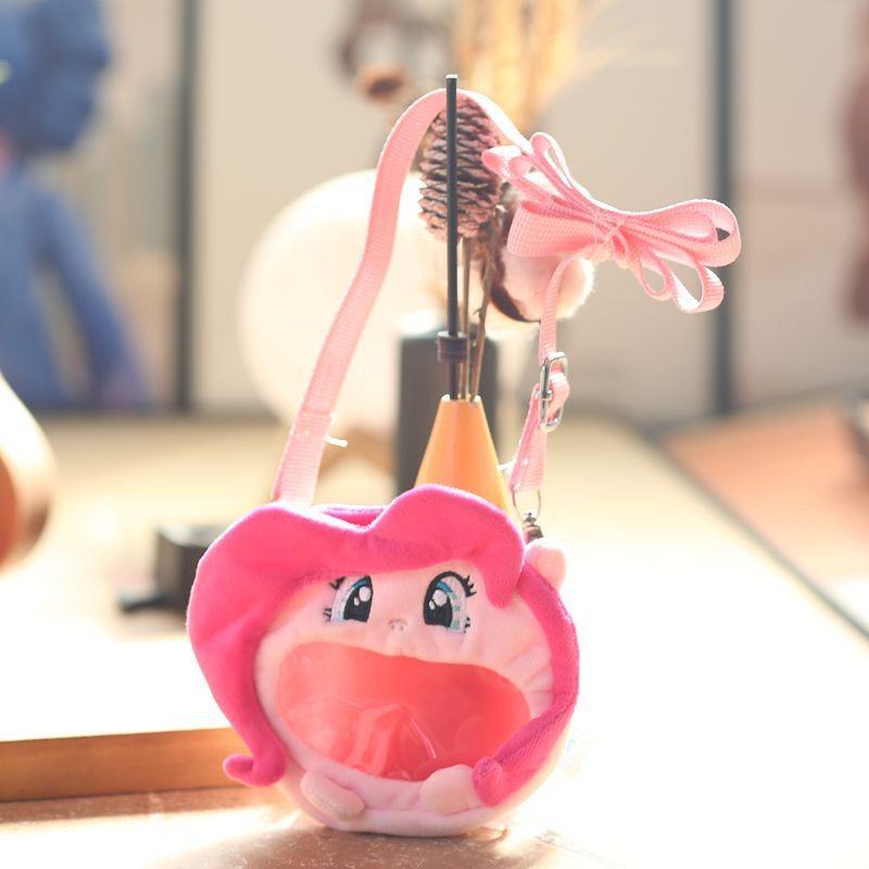 Sweet Pony Plush Bag Charm Adorable Keychain Soft Short Fur Animal Stuffed