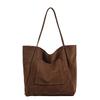 Large Capacity Suede Shoulder Tote: Artistic Lazy Style for Students & Shoppers