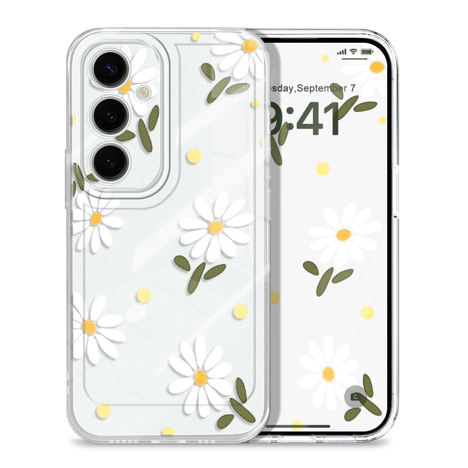 

Graceful Daisies Transparent Phone Case For Samsung Galaxy S26 S25 S24 S23 FE Plus Ultra Soft TPU Cover Galaxy S26 Ultra