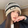 Windproof Striped Beanie Hat Large Head Circumference Winter Beanie Hat  Outdoor Activities