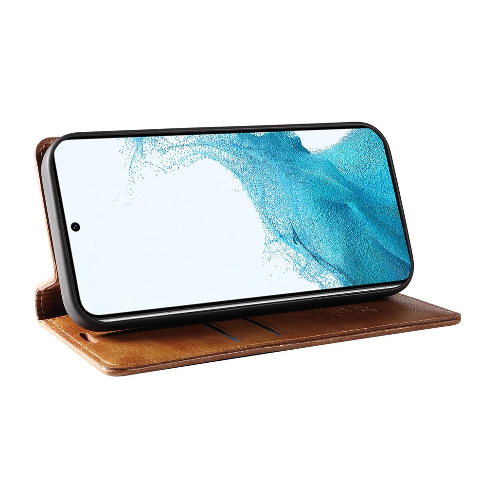 YIKATU YK-006 For Samsung Galaxy S22 5G Magnetic Case Litchi Texture Leather Flip Stand Phone Shell