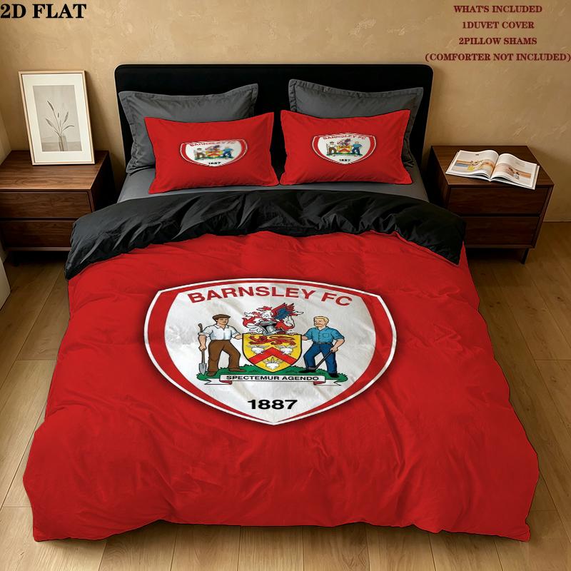 Постельное белье с узором Barnsley FC Комплект одеяла Пододеяльник Наволочка Домашний Декор Подарок на День Рождения (1 * пододеяльник + 2 * наволочка без наполнителя)