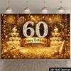 2D Luxury Black Gold Bokeh 60 Years Old Birthday Photography Backdrop Banner