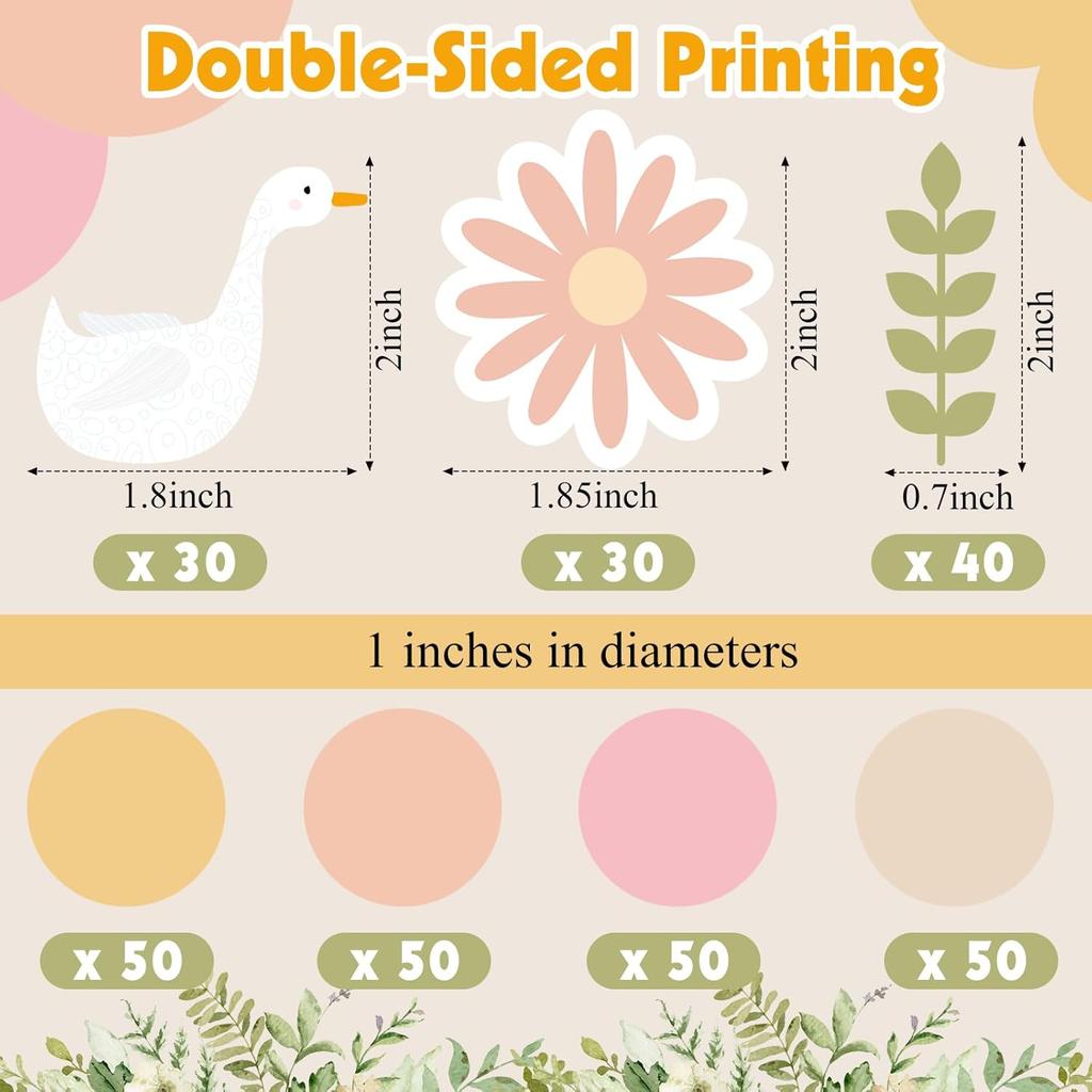 Marspark 300 Pcs Silly Goose Confetti Goose Theme Double Side Confetti Table Decor Daisy Leaves Circles Paper Scatters for Baby Shower Bridal Wedding