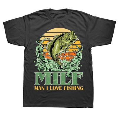 MILF Man I Love Fishing Funny Gift For Fishermen T Shirts Summer Cotton Streetwear Short Sleeve T-shirt Mens Clothing
