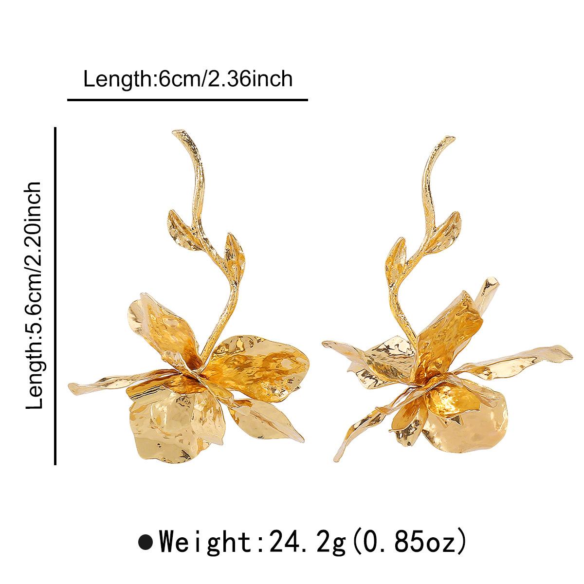 

Серьги в стиле ретро, женские креативные металлические серьги-цветы, серьги с листьями высокого класса золотой