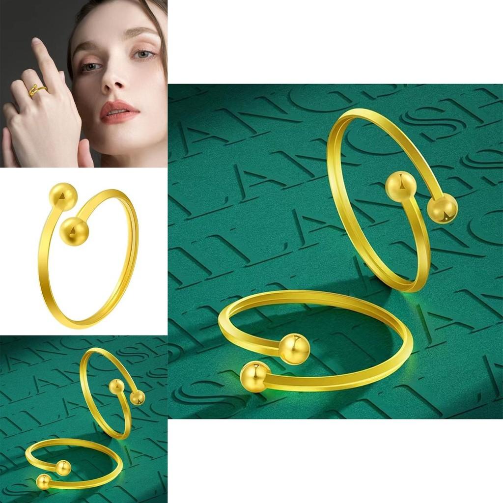 Chic Vintage Copper Gold Plated Adjustable Ring For Women Unique Geometric Jewelry Piece