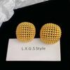 Doudou's Exquisite Hollow Sphere Gold Stud Earrings for Women - Niche Design, Luxurious and Bold Statement Ear Jewelry