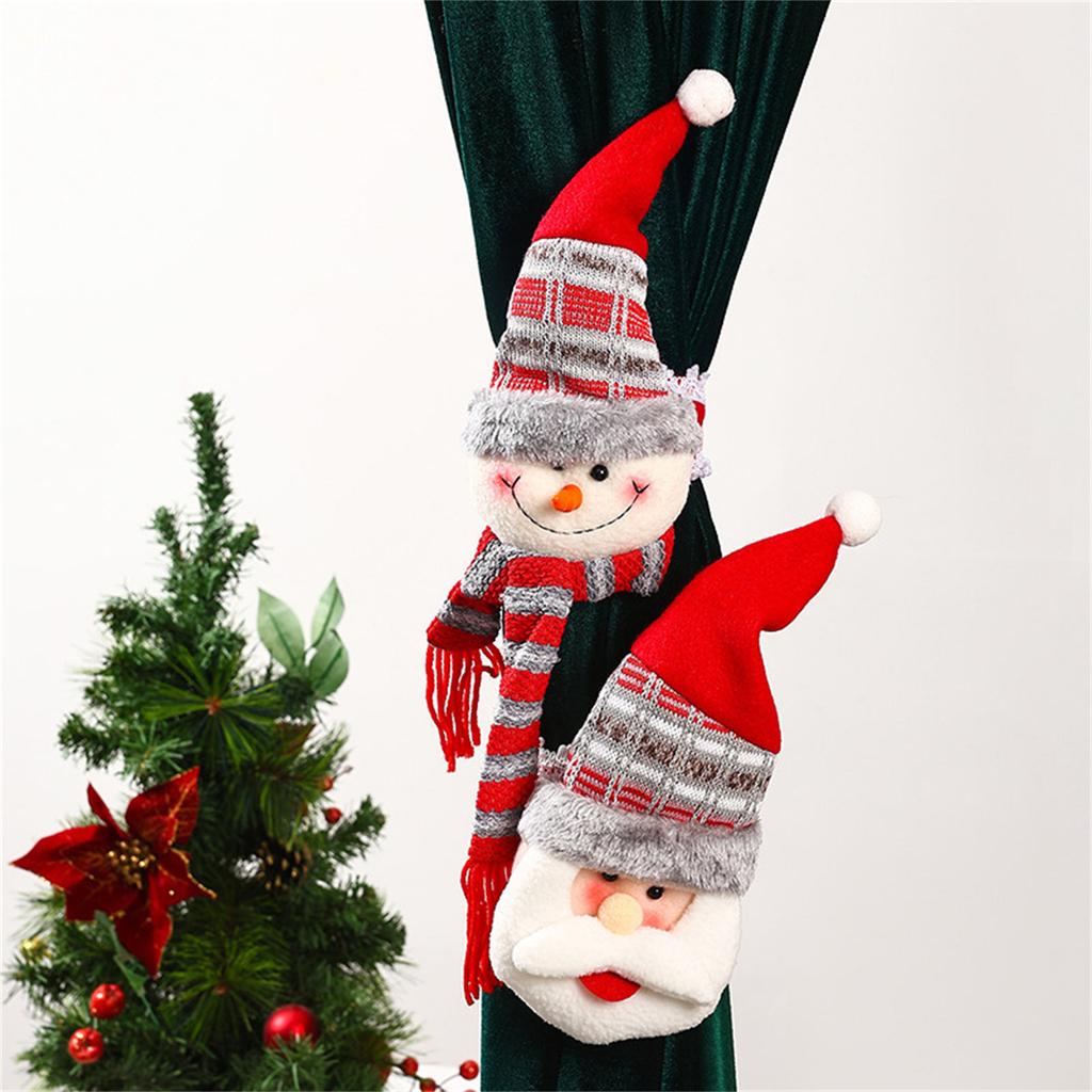 Christmas Curtain Buckle Snowman/Elk/Santa Curtain Decorations Creative Curtain Clip Tieback Strap for Home Window Decor