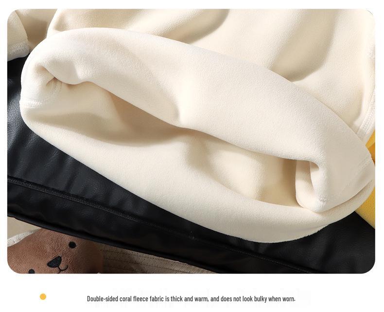 Children's Fleece-Lined Base Layer Shirt, Unisex, Autumn/Winter, Semi-High Collar