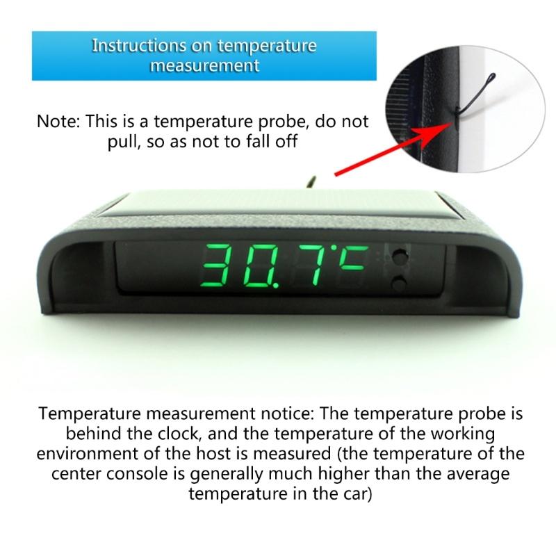 Solar Energy Charged Car Dashboard Clock with Luminous Hands Convenient Solar Powered Vehicle Clock for Night Time Use