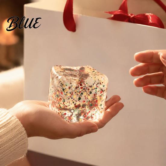 Ice Cube Squeeze Toy Christmas Toy Confetti Filled Stress Relief Soft Toys Slow Rebound Clear for Anxiety Reduction Calming Sensory