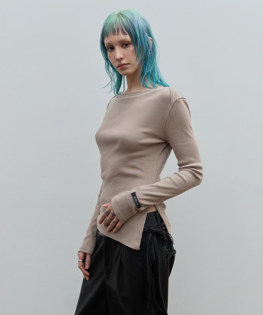 ROCKCAKE Snap Button Unbalanced Top - Beige