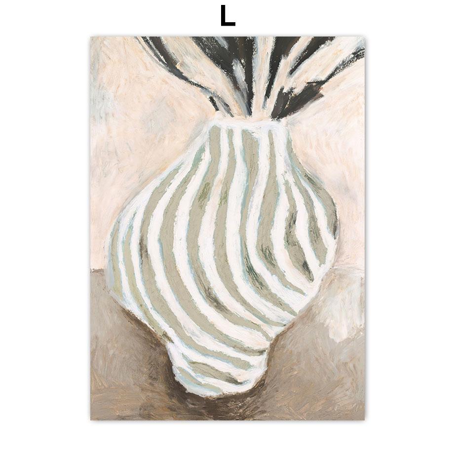 Modern Line Curve Girl Vase Flower Abstract Vintage Posters Prints Wall Art Retro Canvas Painting Pictures For Living Room Decor