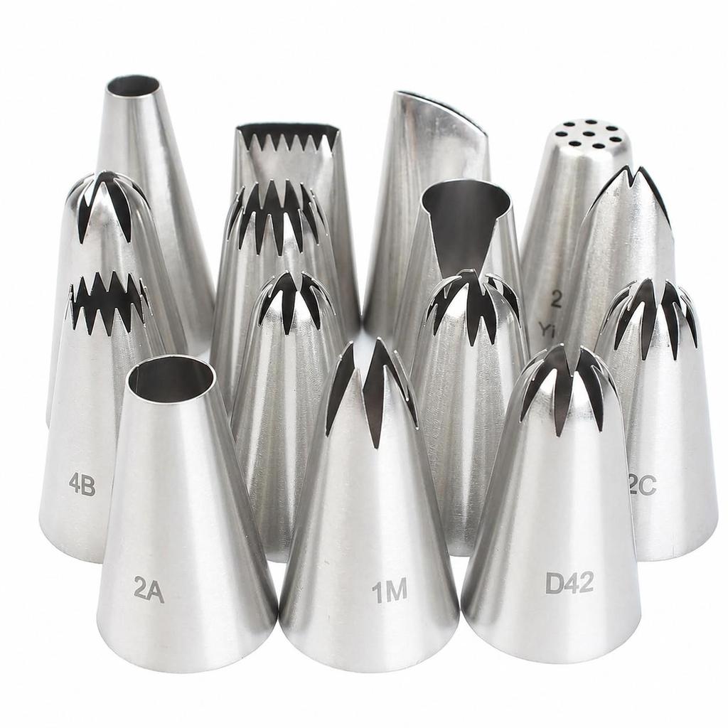 15 Pack Food Grade Stainless Steel Pastry Set Cookies Cupcakes Roses Wedding Cake Pastry Tools Silver