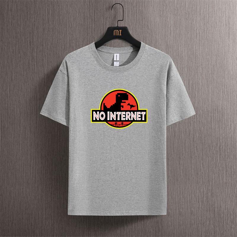 Cartoon Dinosaur tee shirt Printed No internet T shirt men dino tshirt funny Harajuku Tops Jurassic offline park Women's t-shirt
