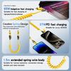 2pcs 4-in-1 Fast Charging USB-C To Type-C Cable, Retractable Spring Coiled Charger Cord for IPhone 16/15/14/13/12/11, for Huawei, for Samsung