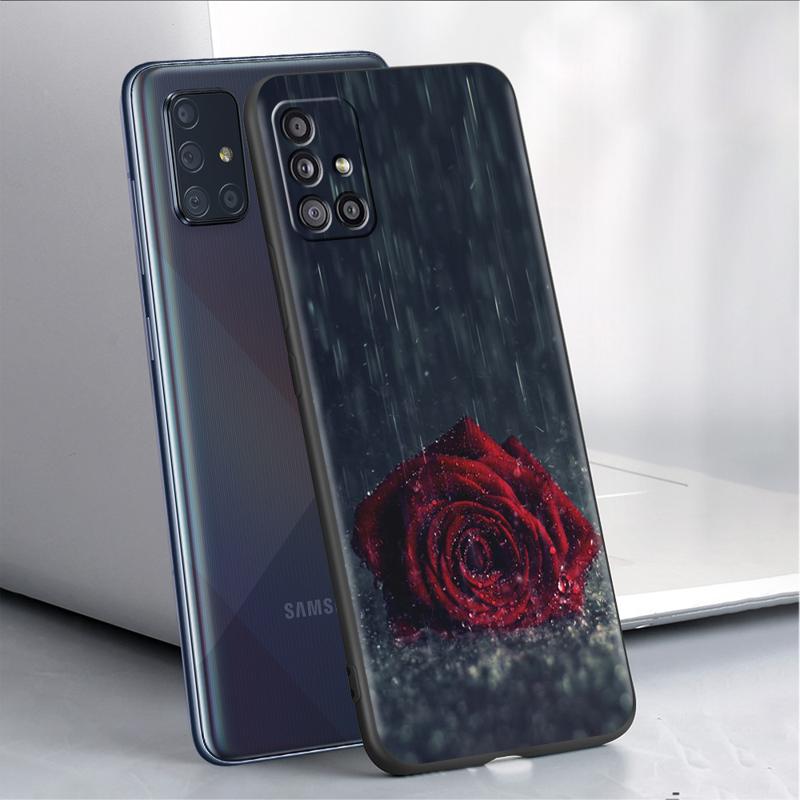 Bright Red Rose Flowers Case For Samsung Galaxy A54 A52 A14 5G A53 A12 A13 A71 A23 A34 A33 A21s Phone Cover
