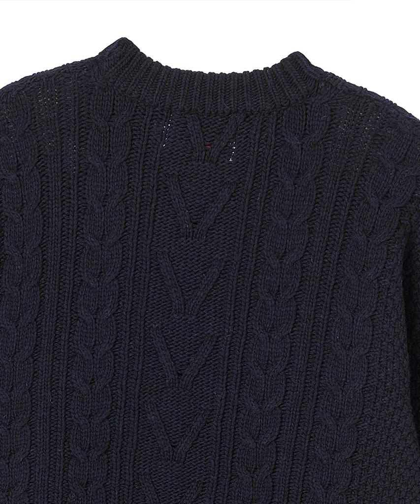 BEYOND CLOSET [Collection Line] Hockney Color Palette Fisherman Wool Knit Navy