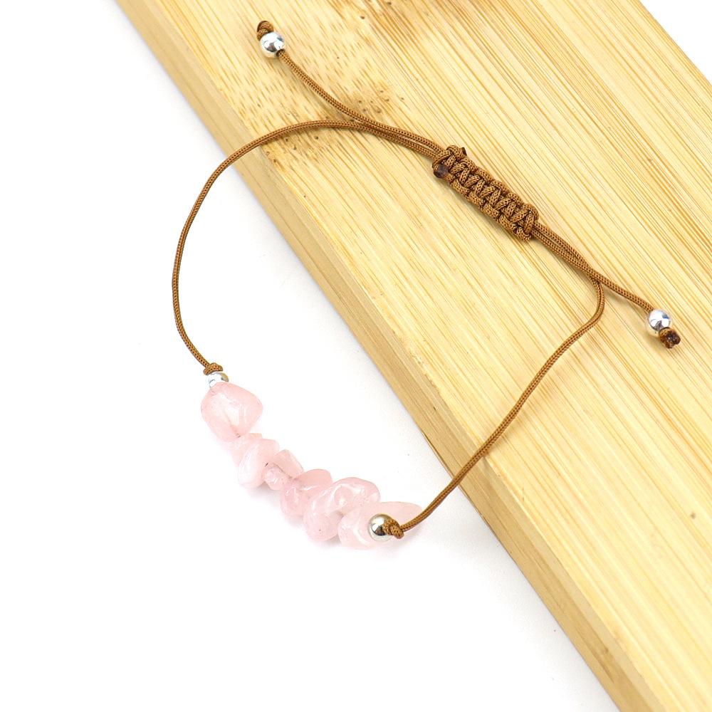 Popular Irregular Gravel Rough Stone Woven Wax Wire Bracelet Bohemian Tiger Eye Amethyst Beach Hand Rope B83