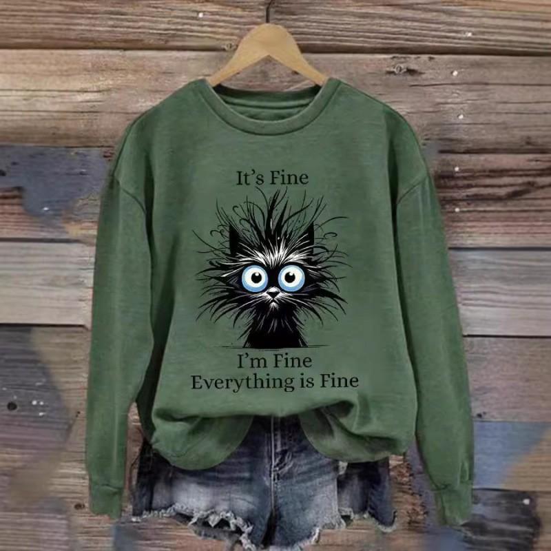 Womens Christmas Print Crewneck Sweatshirt Loose Fit Long Sleeve Pullover