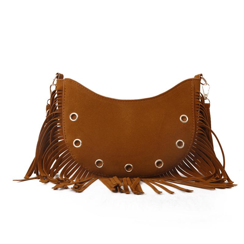 PU Leder Tasche Quaste Personalisierte frauen Tasche 2023 Neue Mode Niet Schulter Tasche Knödel Tasche Crossbody Mond Tasche