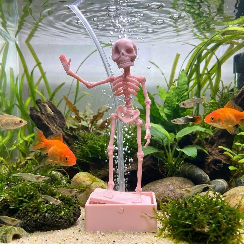 with Suction Base Dancing Skeleton Aquarium Bubbler Wiggling Skeleton Ornament Aquatic Landscaping