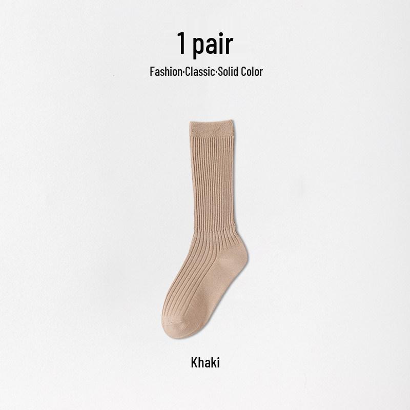 

Korean Style Mid-Calf Chunky White Socks - Trendy Long Socks for Skirts One Size