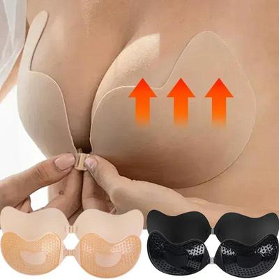 Unsichtbarer Push-Up-BH für Frauen, rückenfreier, trägerloser BH, nahtloser Frontverschluss, Bralette-Unterwäsche, selbstklebende BH-Einlagen aus Silikon