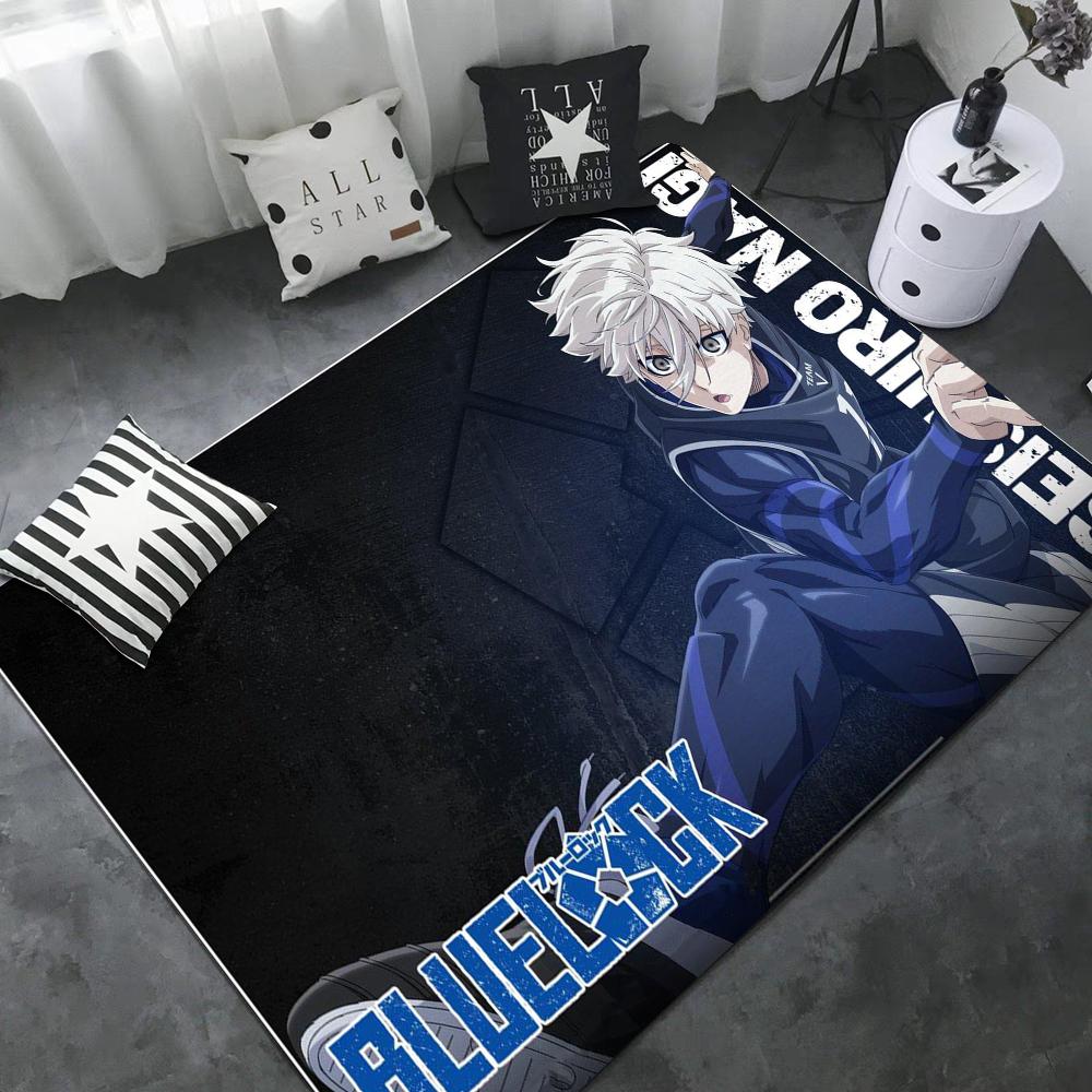 Blue Lock Room Mats Cheaper Anti-slip Modern Living Room Balcony Printed Household Carpets