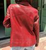 New Decent Jacket Lambskin Red Real Soft Leather Women's Stylish Biker Motorcycle