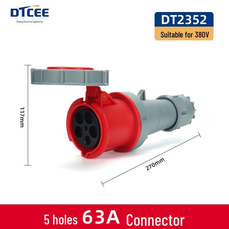 IP67 Three-Phase Industrial Plug Socket: 63A/125A, Waterproof, Aviation Plug, Male-Female, 3/4/5 Core.